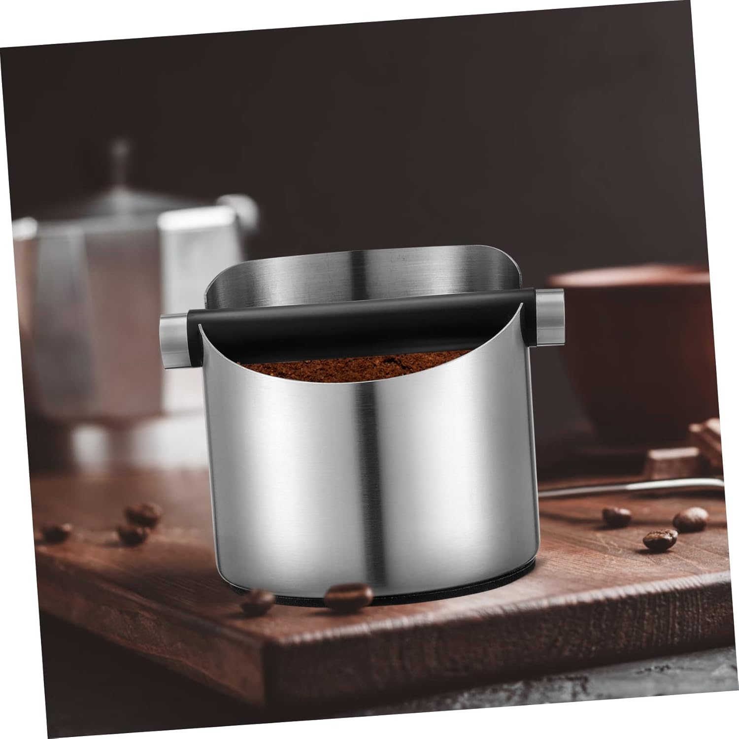 Espresso Grind Bin for Home Cafe Bar Restaurant Stainless Steel Grounds Bucket