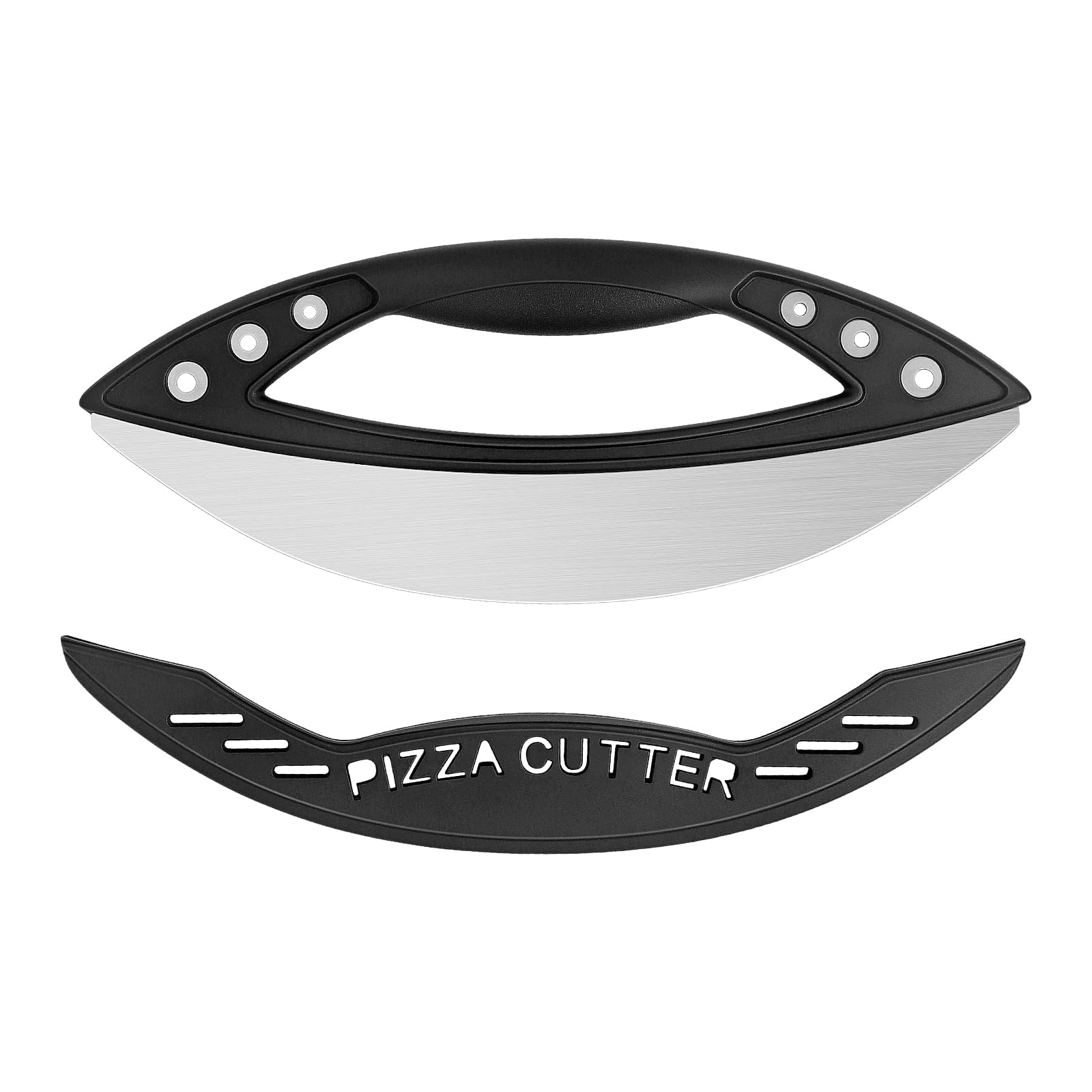 KUONIIY Pizza Cutter Rocker, Pizza Cutter with Lid for Baking Pizza, Cake, Premium Stainless Steel Blade Ultra Sharp, 29 cm, Black
