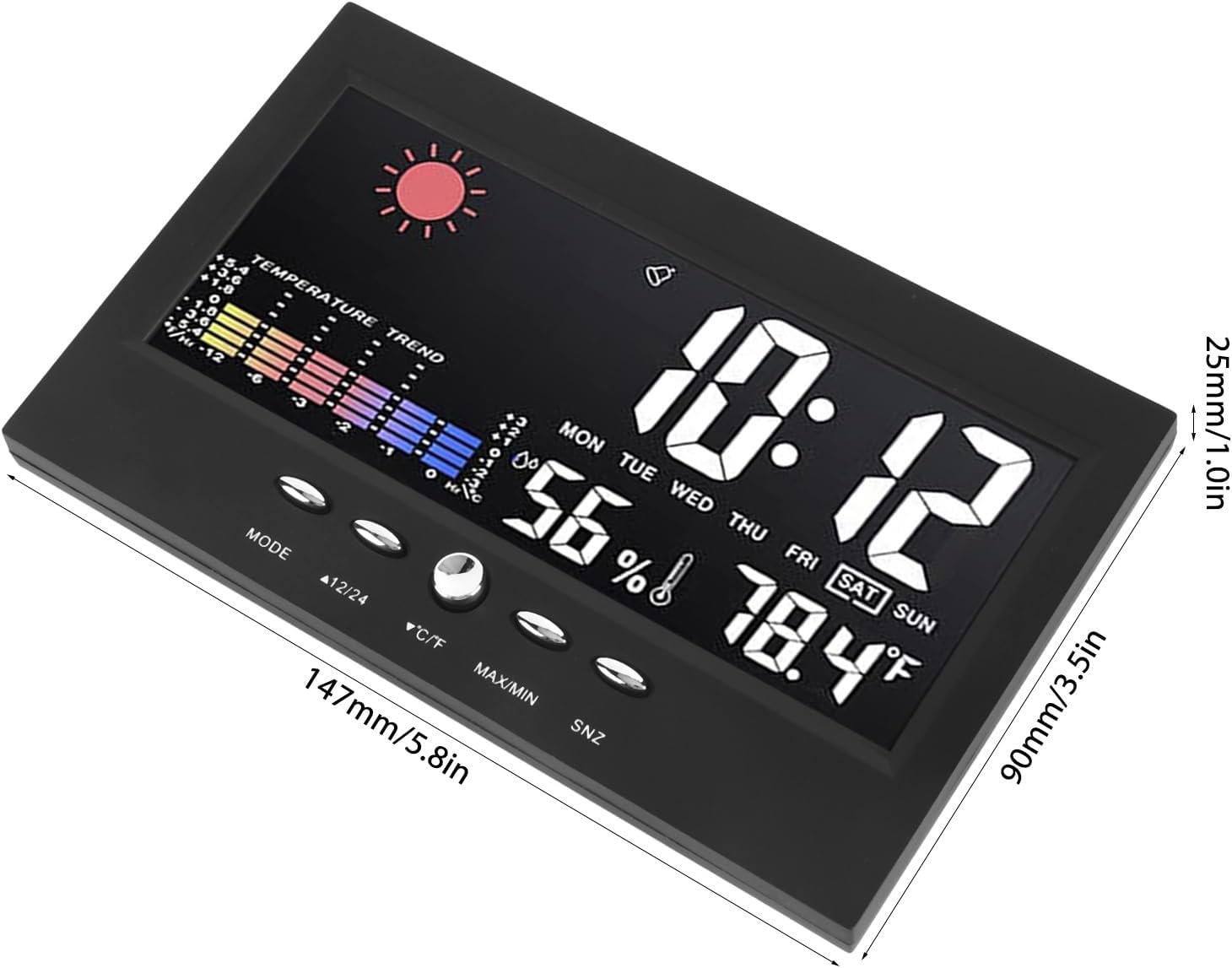 Weather Station Wireless Indoor Outdoor Thermometer, Weather Forecast Clock, Rechargeable Weather Clock with LED Color Screen, Temperature Humidity Alarm Clock