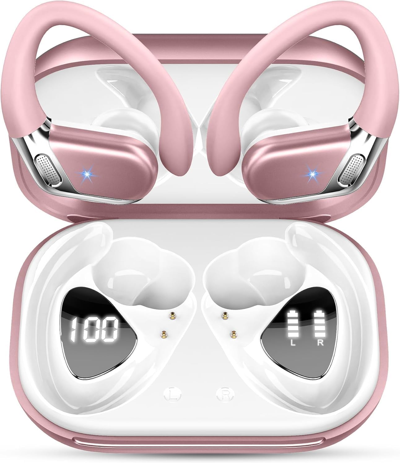 Wireless Earbuds, Bluetooth 5.4 Headphones Sport 50H Bluetooth Ear Buds, CVC 8.0 Noise Cancelling Earphones Wireless Over The Ear Earbuds IP7 Waterproof, Running Headphones with Earhooks for Workout