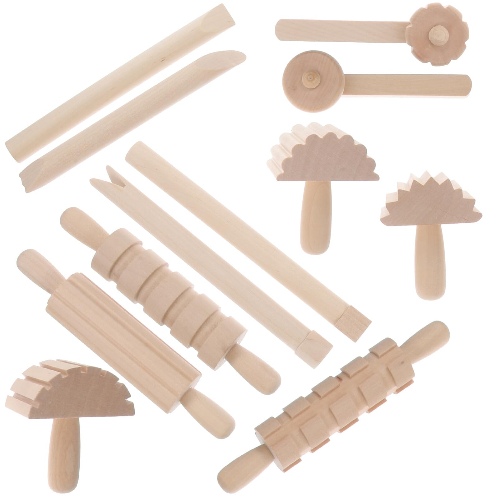 Outil en Pâte à Modeler pour Garçon et Filles , Lot de 1 Set de Bois Beige