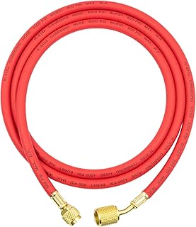 eosorssa 3/8" Diameter Refrigerant Hose, 3/8" FL to 1/4" FL Vacuum Certified, for R410A R134A R22 and All Common Refrigerants, Faster HVAC Evacuation and Recovery, High-Flow, 6 FT, Red