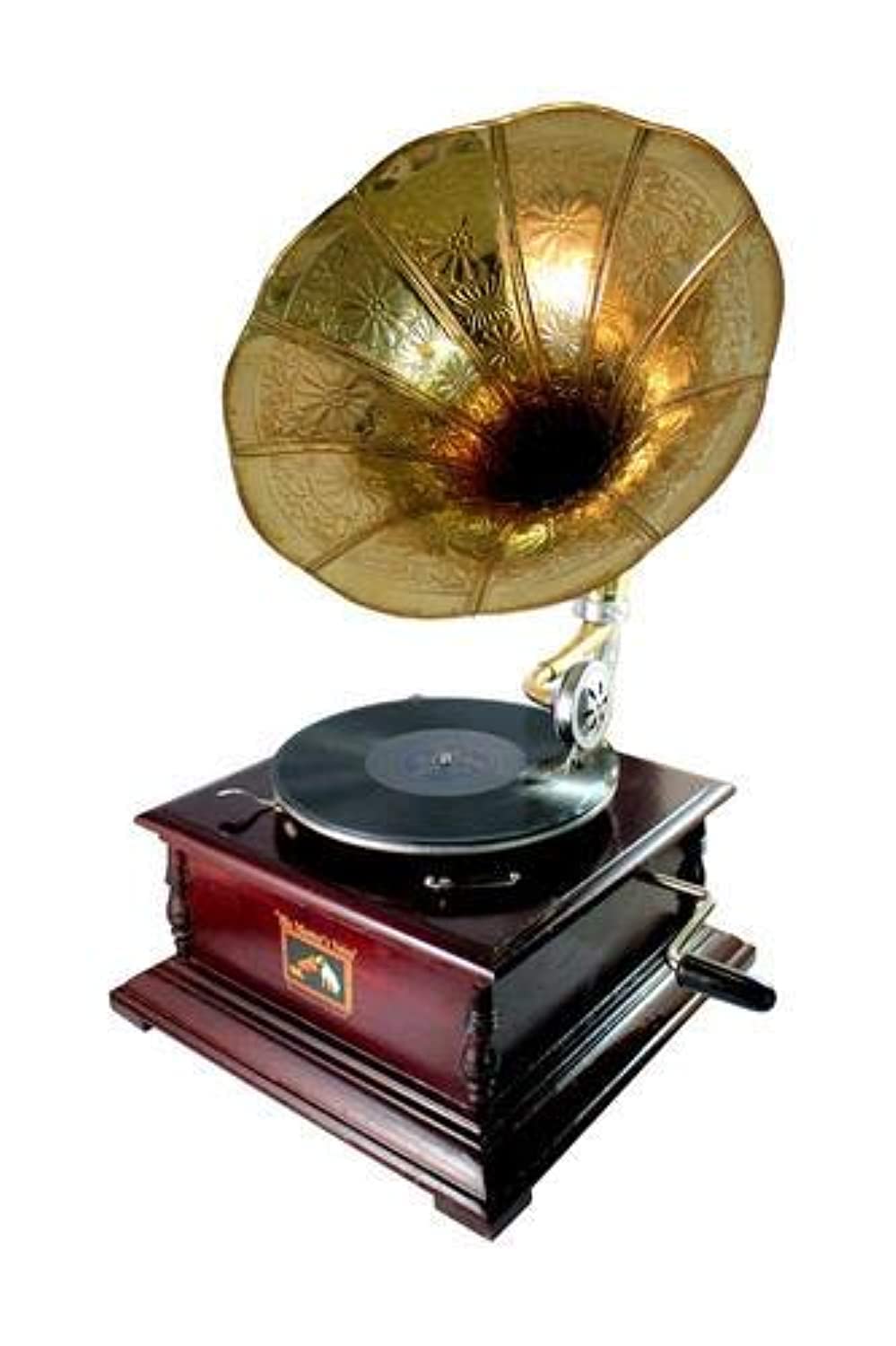 Gramophone - Middle East Origin, Metal & Wood, Gold & Brown, Decorative Turntable
