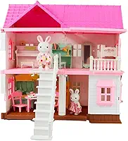 Casinha de Boneca Infantil Coelhinho Luxury Vila com Luz de LED e Acessórios – Brinquedo Educativo e Interativo