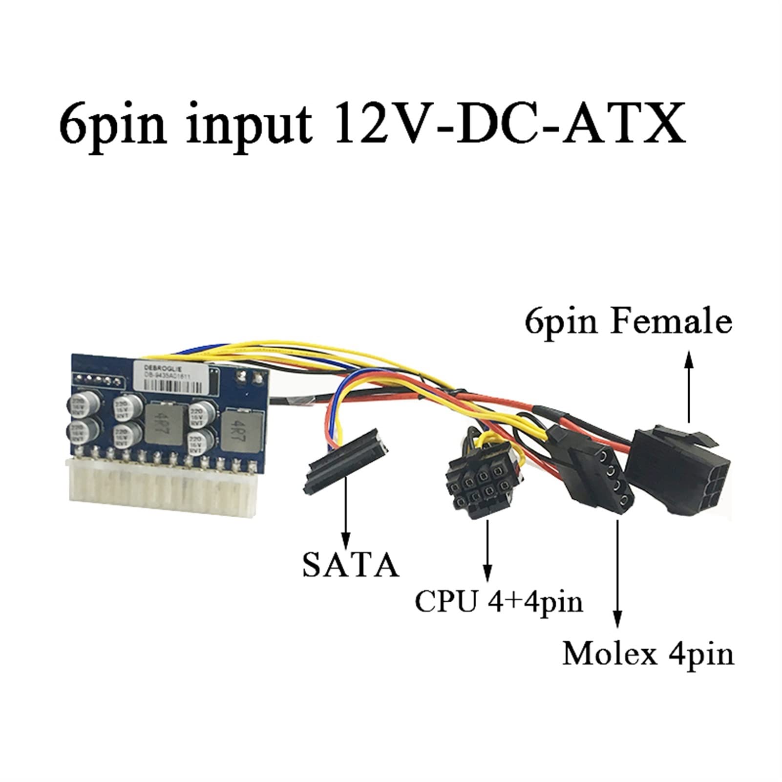 KLVN qualità DC-ATX-160W 12V Input maschile 6pin. DC-ATX. Picco PSU. Pico. ATX. Switch Mining. PSU 2. 4pin. Mini ITX DC ATX PC Alimentazione elettrica(6pin Male input)