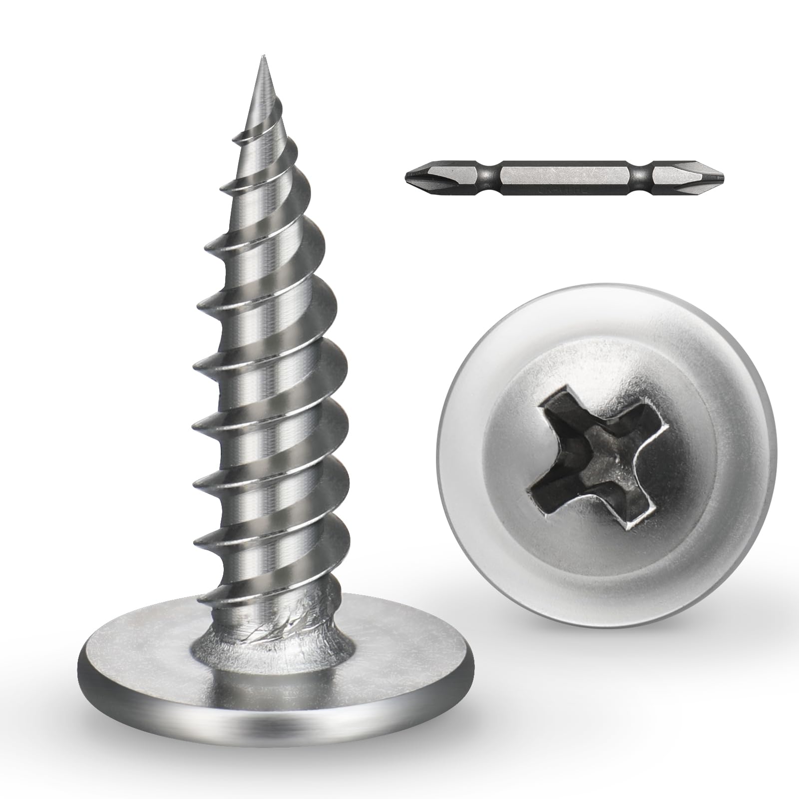 BNUOK #8 x 5/8 Inch Wood Screws Phillips Modified Truss Head Stainelss Steel 410 Self Tapping Metal Screws,Silver(3Ib,750Pcs)