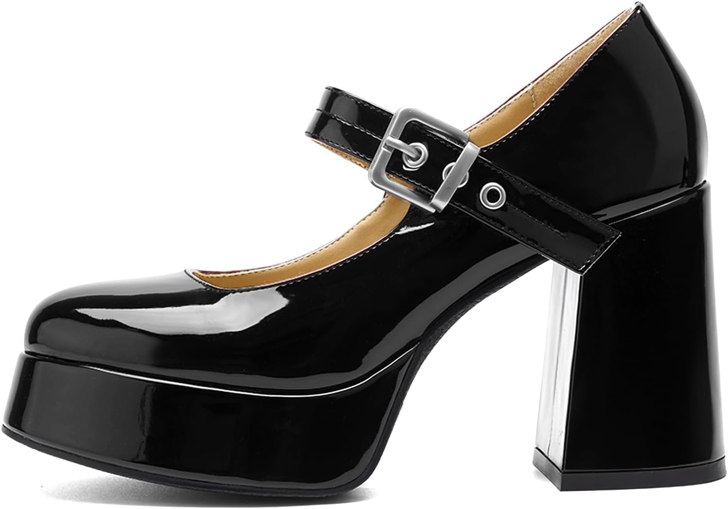QIV Platform Mary Jane Heels for Women Chunky Block Heel Round Toe Closed Toe Dress Shoes - Image 7