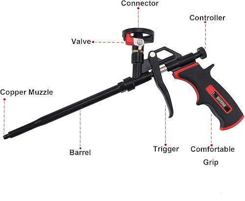Miniatura 2 de Pistola de espuma en aerosol, pistola de espuma expandible, pistola dispensadora de espuma profesional de teflón, menos limpiador, rociador de