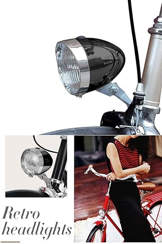 Miniatura 4 de Faro delantero retro para bicicleta de noche, luces de bicicleta vintage delanteras y traseras, piezas de bicicleta Lowrider, linterna, luces LED de