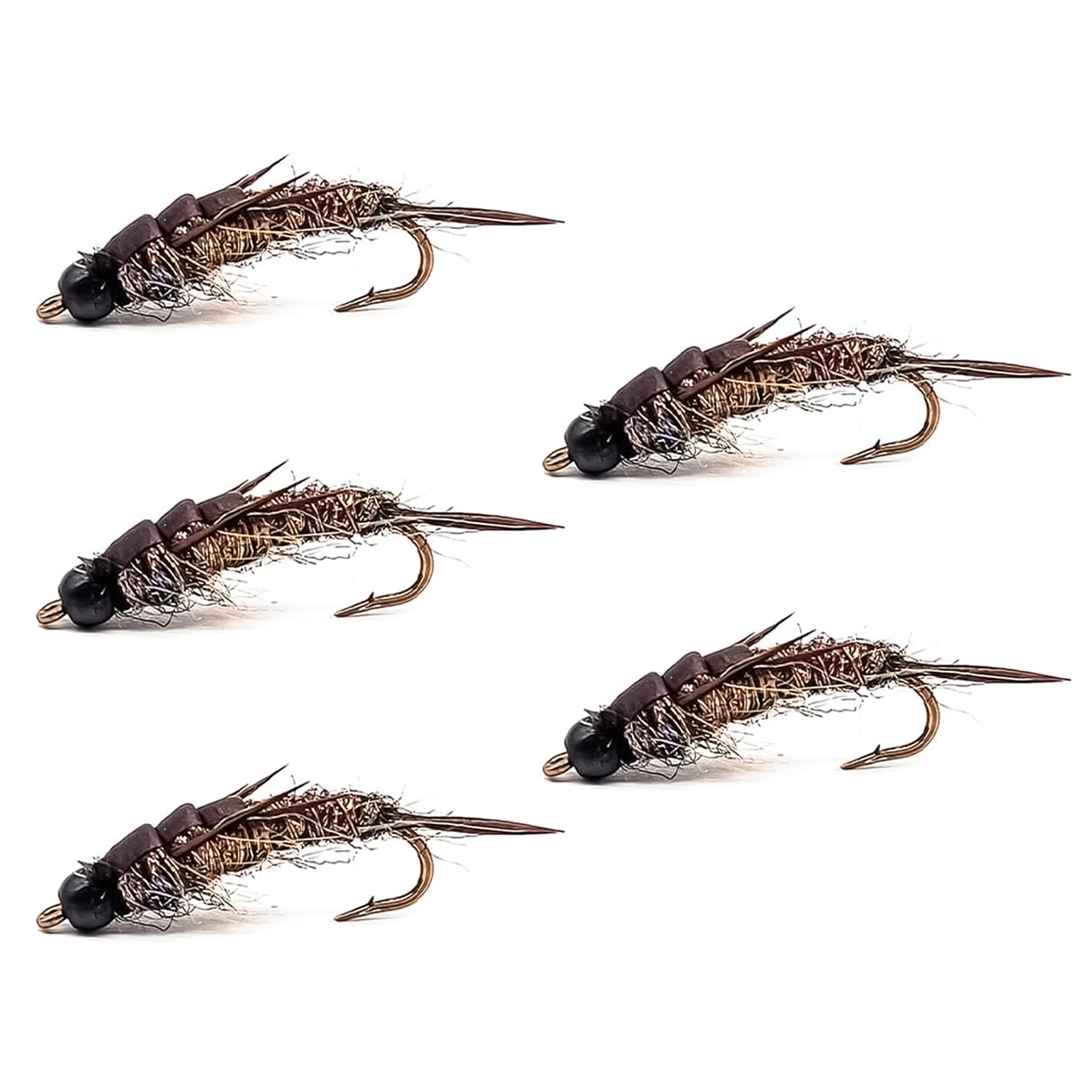 Hoite 5Pcs Fly Fishing Hooks Nymph Stonefly Lure Bait for Trout Bass Grayling Alloy Steel Fly Lures for Freshwater Saltwater