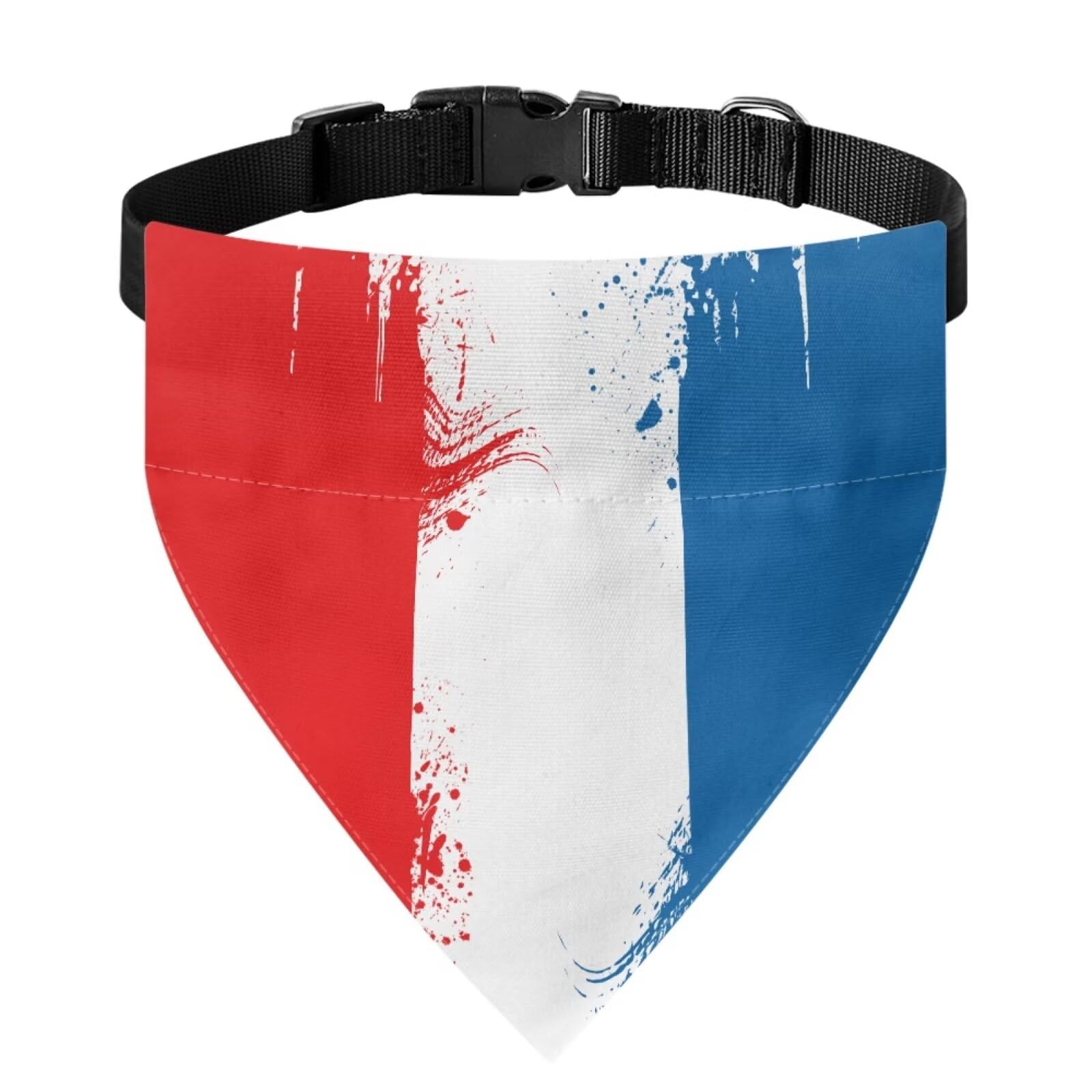 Howilath France Blue White Red Flag Print Dog Bandana Pet Triangle Scarf Adjustable Pet Triangle Bibs Washable Dog Kerchief for Pet Dog Cat Daily Wear Birthday Party -L