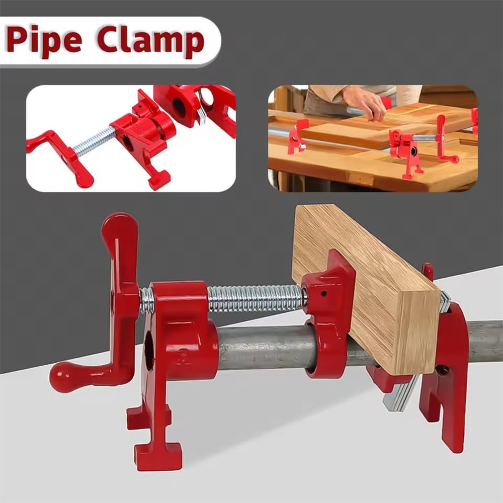 NEWFUN 4 Pcs Rohr-Schraubzwinge, rohrzwingen 3/4 zoll, Rohrklemmen Schraubzwinge, Holzklemmen Set, Schnellspanner Clamp für Holzbearbeitung, Schlauch, Rohr, Kabel
