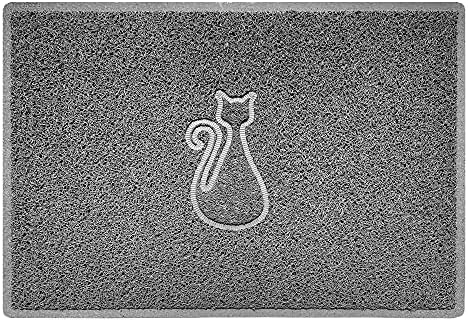 Nicoman CAT Embossed Shape Door Mat Dirt-Trapper Jet-Washable Doormat-(Use Indoor or Sheltered Outdoor)-(60x40cm/23.6x15.7inches, Small) Grey