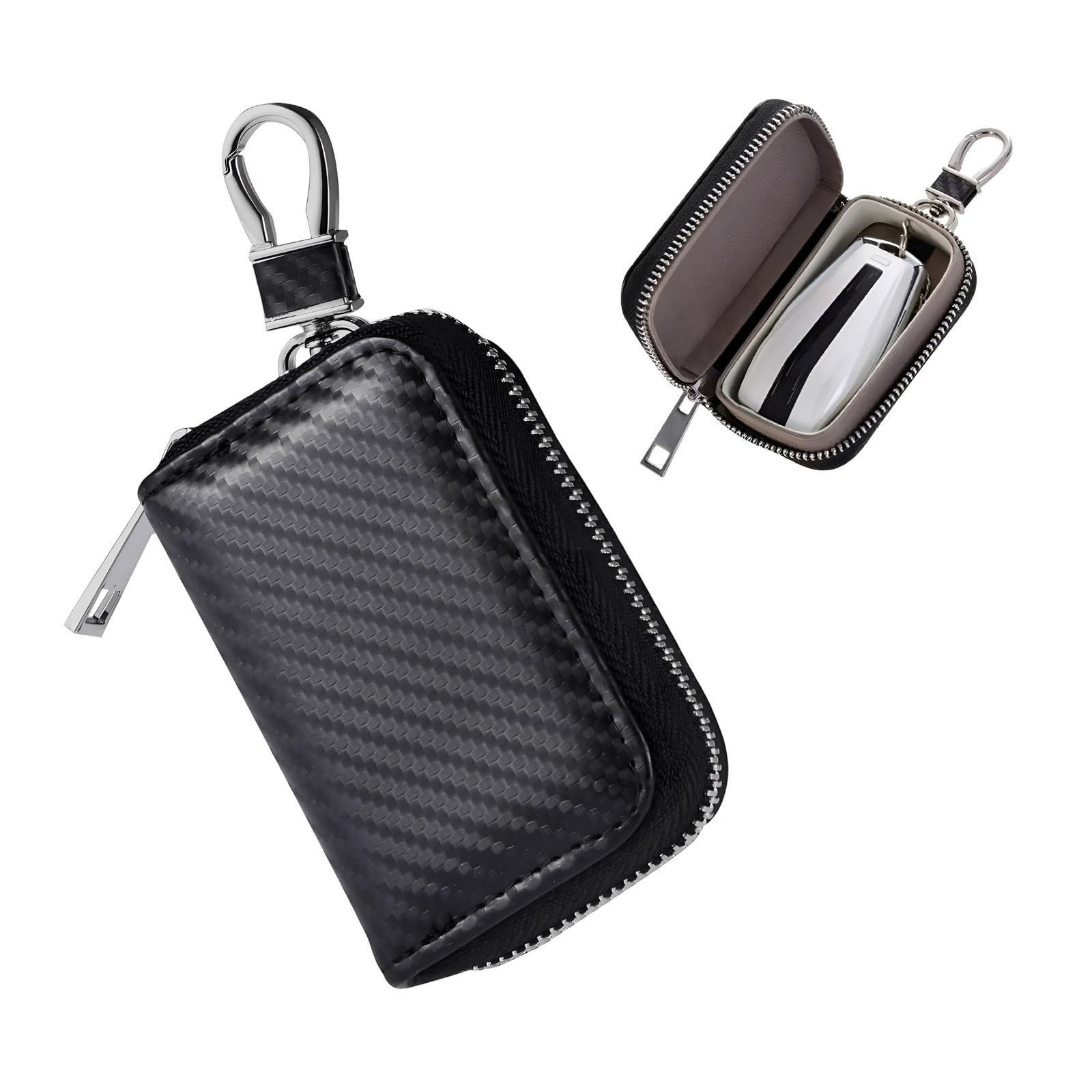 2 Pack Faraday Bags RRF12 Key Fob Protector, X 5.0'' Faraday Cage Protector, Car RFID Signal Blocking Key Fob Protector Carbon Fiber Security Anti Theft