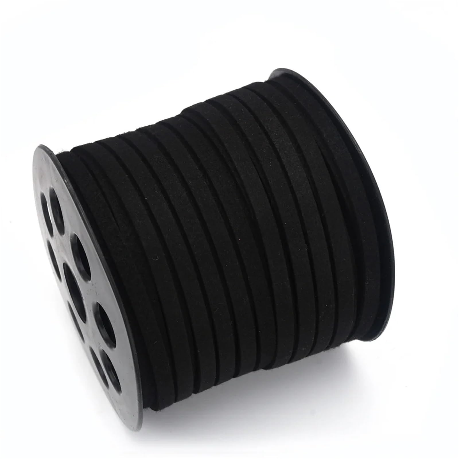 Leather Cords for Jewellery Making 2Rolls Crafts Faux Suede Cord for Jewelry Making 5mm 50 Yards Flat Vegan Leather Strings Laces Strips for Bracelets, Necklaces(Black)