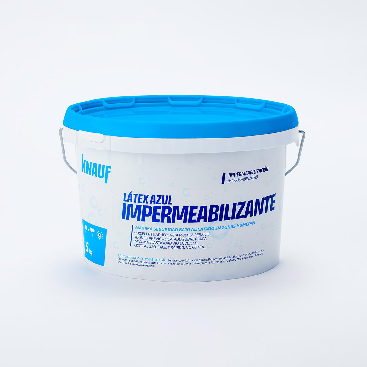 KNAUF - Impermeabilizante Latex Azul 5 kg - Listo para Usar - En Base Sintético y Aditivos Inertes - Utilizar Previo al Alicatado en Zonas Húmedas - Excelente Adherencia Multisuperficie