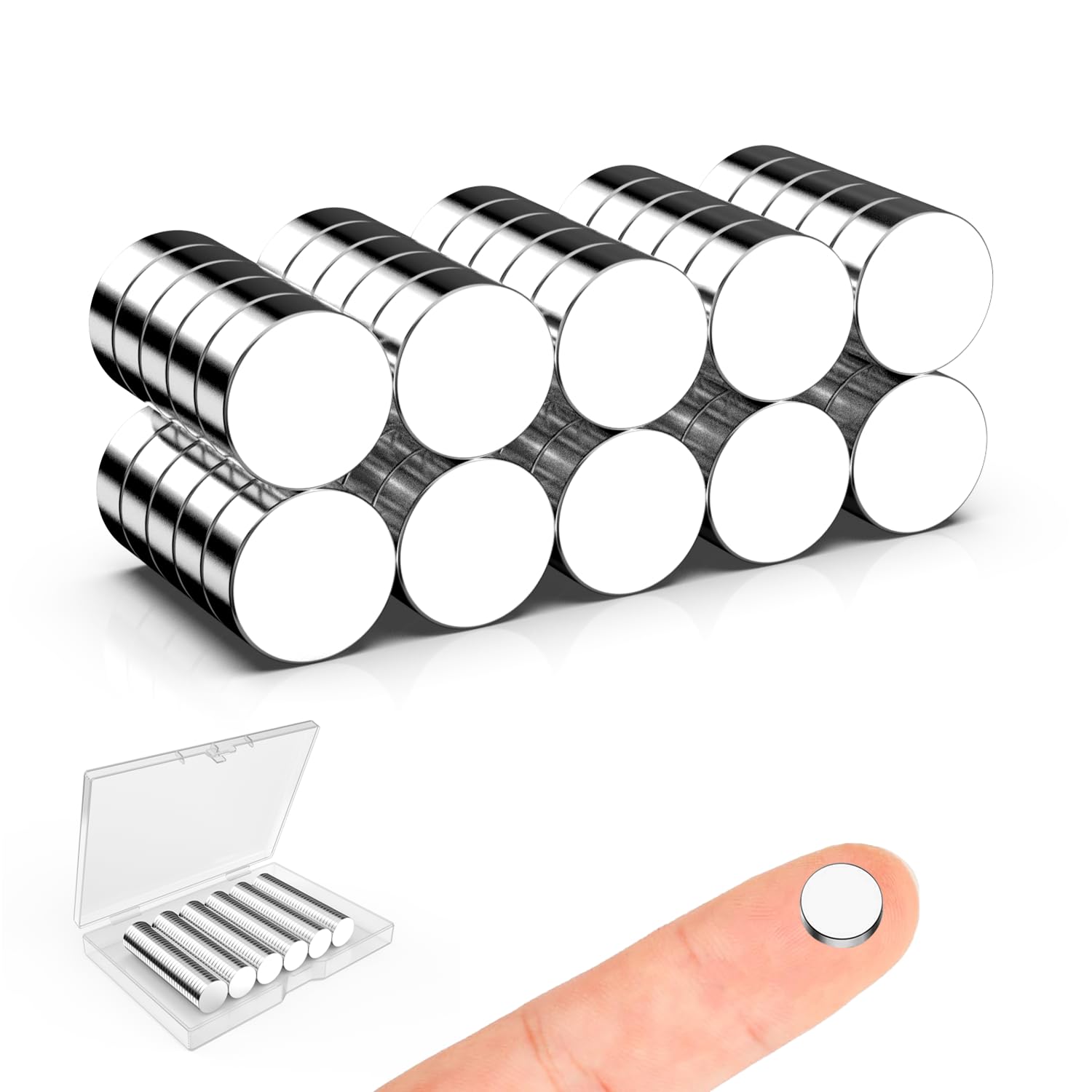 Mini Magnets, 8x3 mm Small Round Magnetic 50 Pack