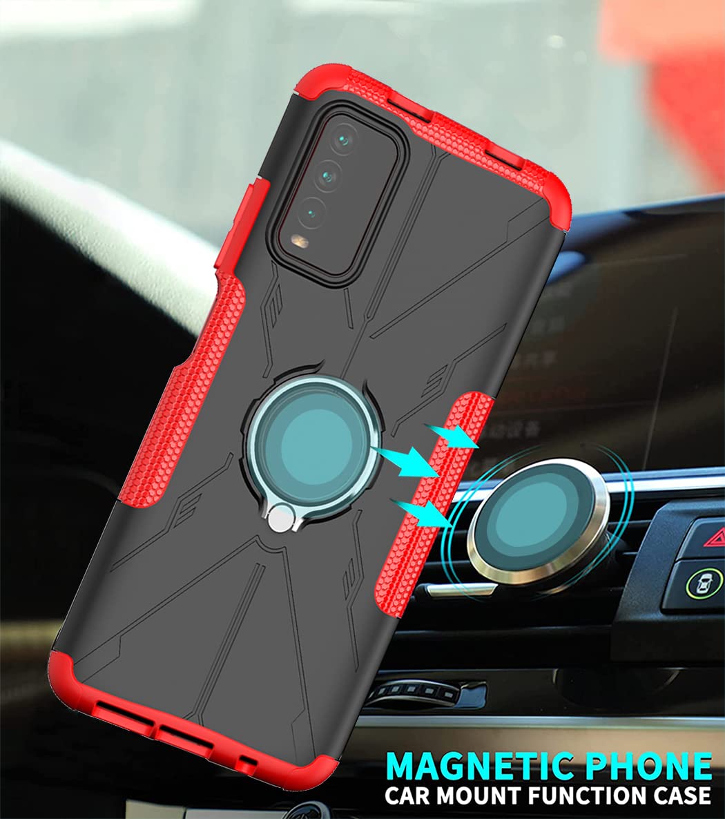 Custodia Per Redmi 9T / Poco M3 / Redmi Note 9 4G, Con Vetro Temperato E Anello Metallico Girevole A 360°, Supporto Cavalletto