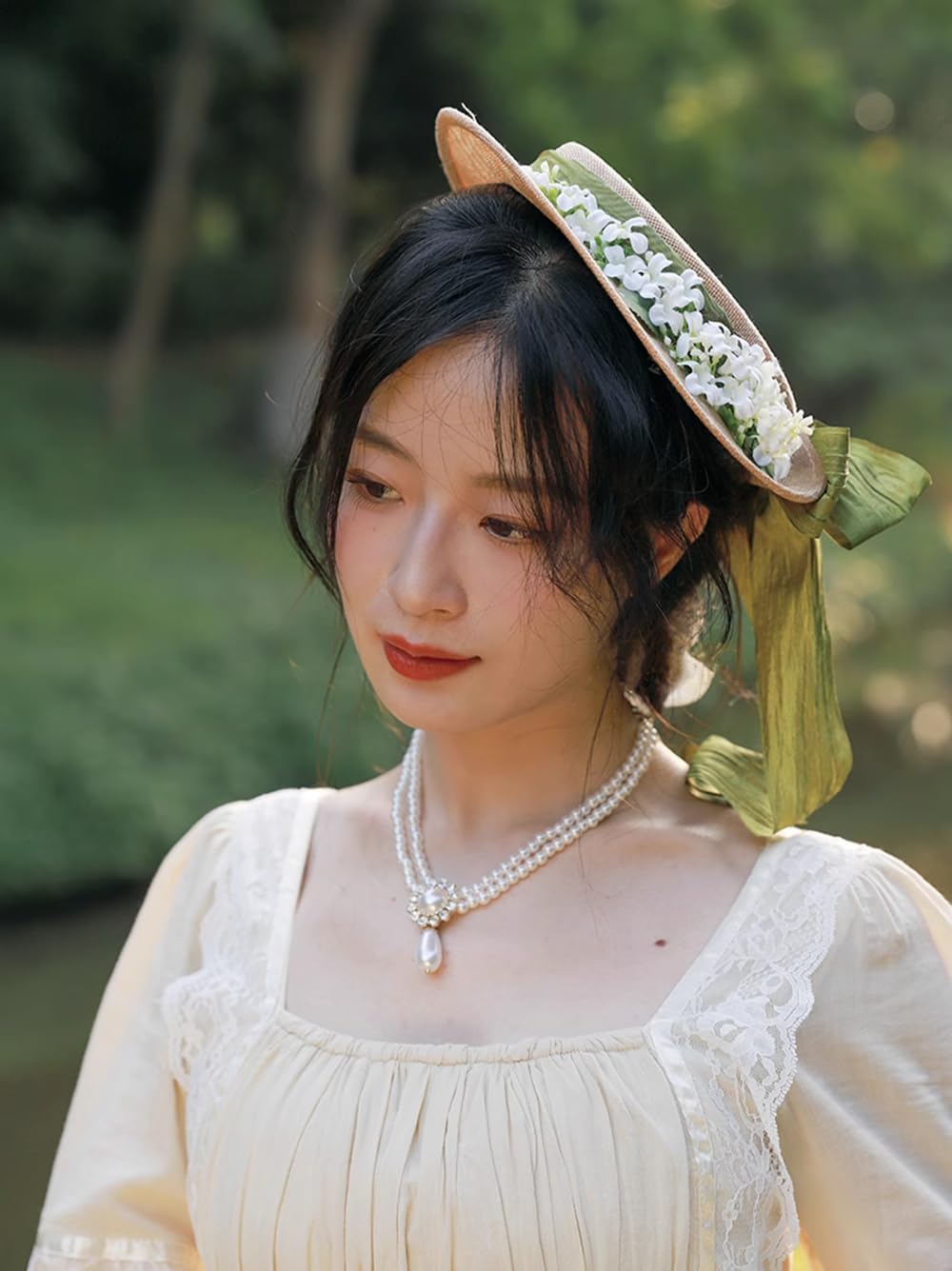 COSDREAMER Victorian Hat Girls Women Tea Party Sun Hat Small - Image 3