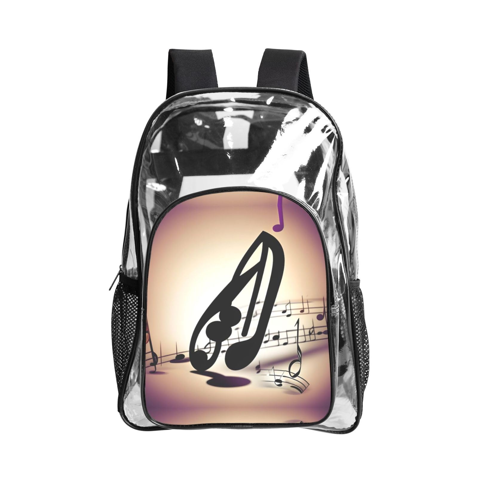 Mochila escolar de seguridad con notas musicales y bolsillos de malla 8