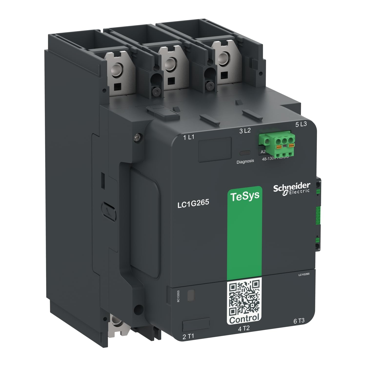 Schneider Electric Contactor de potencia, TeSys Giga, 3 polos (3NO), AC-3 =440V 500A, versión estándar, bobina electrónica AC/DC de rango ancho 100 … 250 V