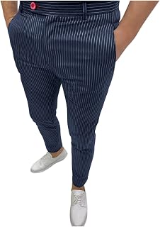 Chino Trousers Men's Striped Men's Work Suit Trousers Summer Lightweight Long Suit Trousers Slim Fit Outdoor Trousers Classic Cut Men's Trousers with Pocket Men's Sweatpants