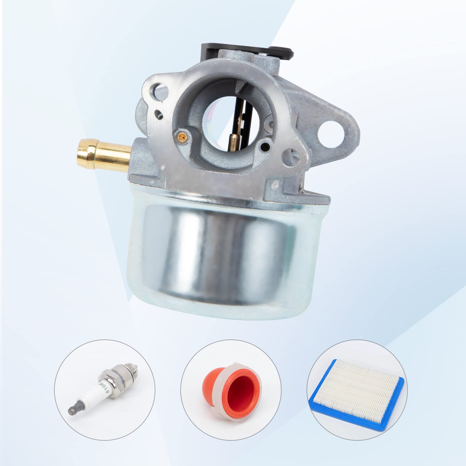 Kit de carburador 799868 con Bombilla de imprimación y Filtro de Aire para Motores Briggs & Stratton 4-7HP cortacésped 498170 497586 497314