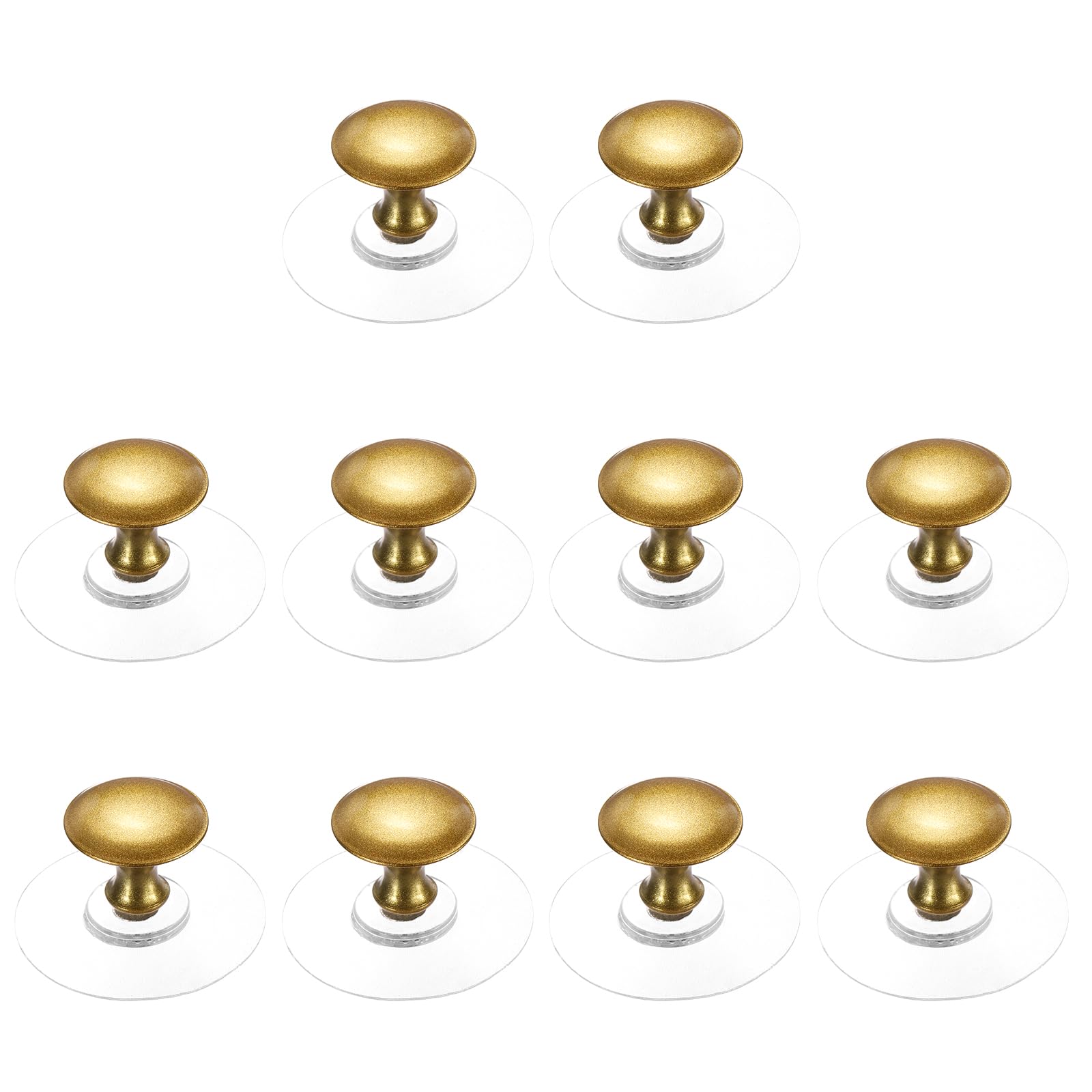 sourcing map 10 Pack Adhesive Cabinet Knobs, Stainless Steel Stick on Drawer Knobs, Round Self-Stick Instant Cabinet Handle Pulls for Window Wardrobe Cupboard Drawer Closet, Gold/Clear