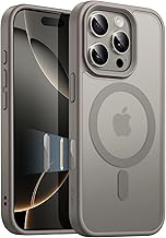JETech Cover Magnetica per iPhone 16 Pro Max 6,9 Pollici con Controllo Fotocamera Pulsante Cattura, Compatibile con MagSafe, Custodia Traslucida Opaca Posteriore Sottile Antiurto (Titanio Naturale)