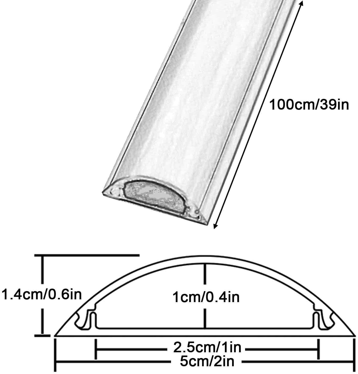 Floor Wire Covers for Cords, Cord Hider for Wall Mount TV, Cable Management, Cable Protector, Self-Adhesive Backing, Decorative Raceway(White,100cm/39in)