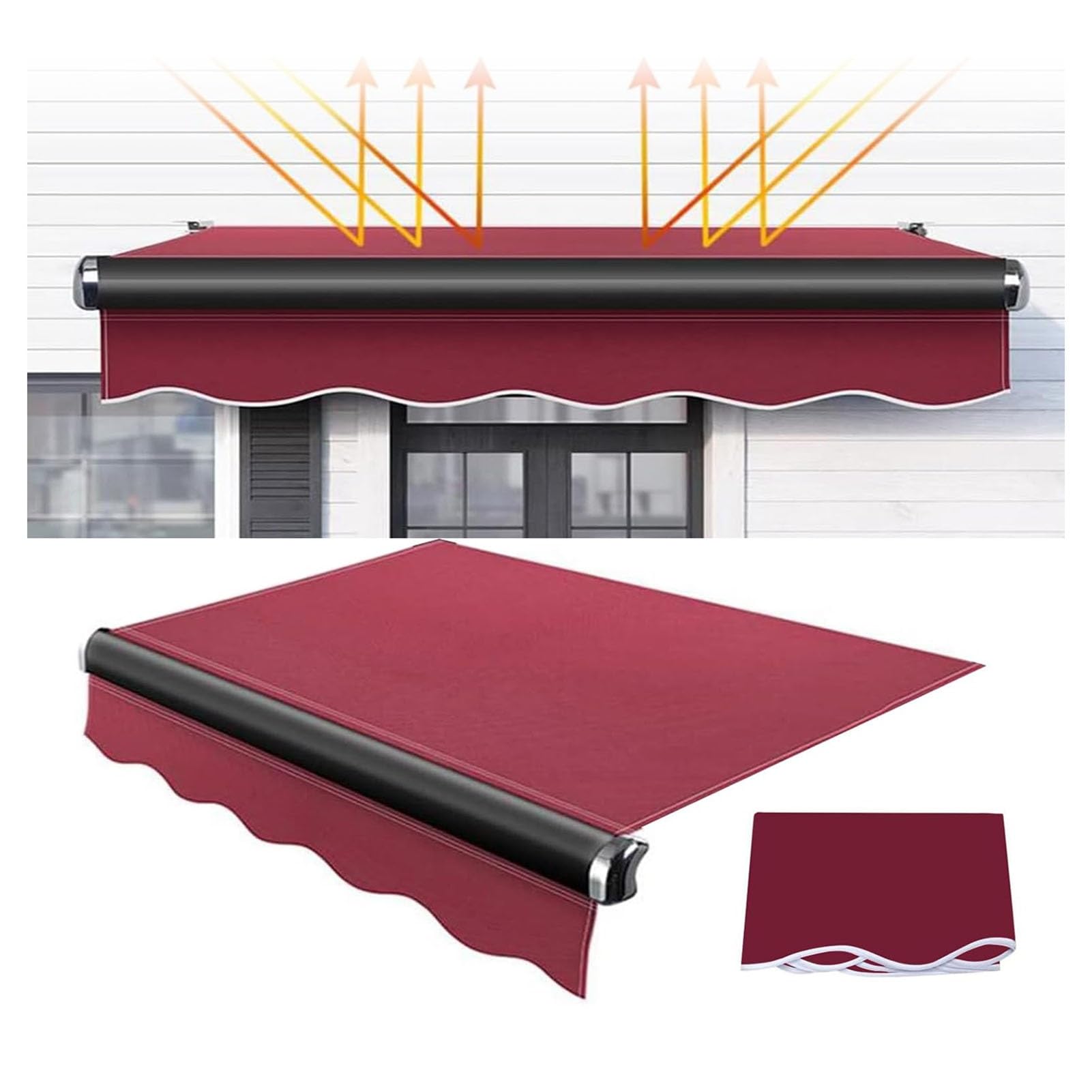 ZFUCMAYL Stripes Awning Replacement Fabric Top Cover,Replacement Canvas for Retractable Awning,Frameless,280g Polyester Shade Cover for Car Side Market(13.1x6.6ft)