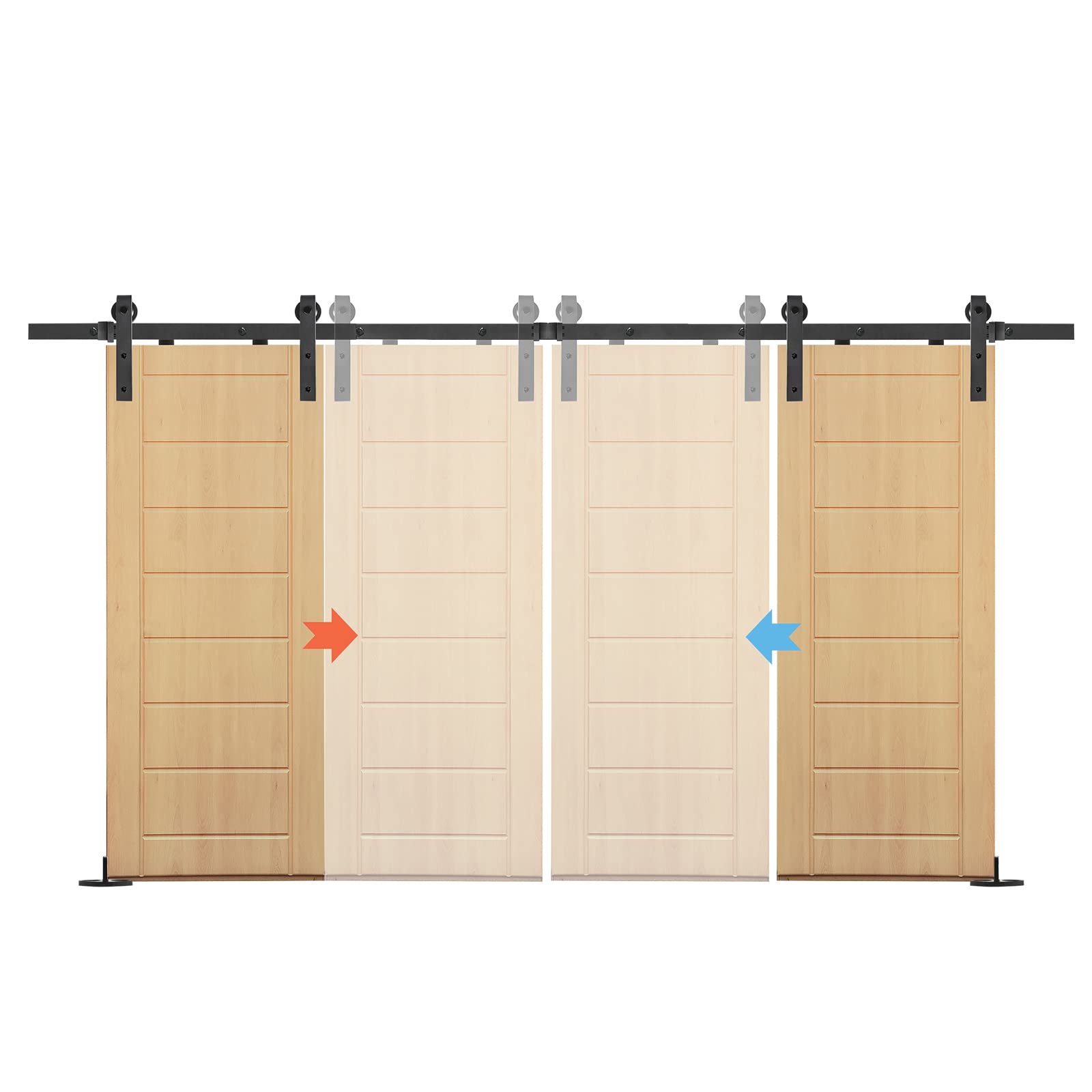Maniglia per porta scorrevole, 366 cm, con ruote, sistema di porte scorrevoli con design silenzioso, portata fino a 130 kg, per porta in legno, camere, cucina, magazzino