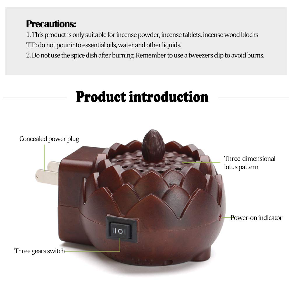 Brûleur d'encens électronique, Prise Murale Diffuseur de Parfum, Four à température constante 150 ° / 190 °, pour la Maison, Yoga, Bureau, Spa, Chambre, Chambre de bébé