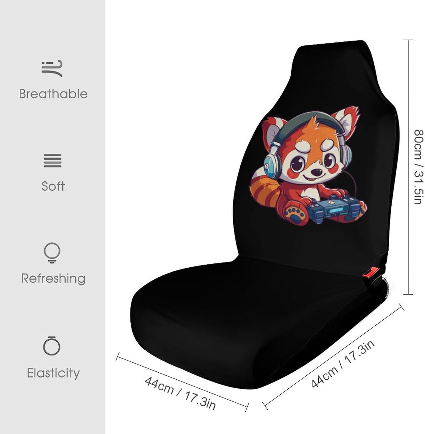Cute Red Panda Funny Gaming Car Seat Covers Automotive Seat Covers Car Seat Protector Auto Front Seats Protector for Most Cars 2PCS