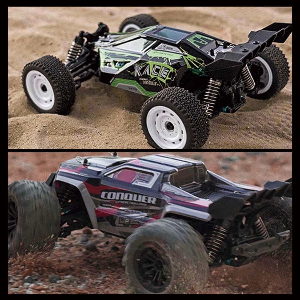 Zdalnie sterowany samochód wyścigowy dla dorosłych, 50 km/h RC Drift, 1/16 Offroad, samochód wyścigowy, 4WD All Terrain Race Buggy, 3 baterie (żółty)