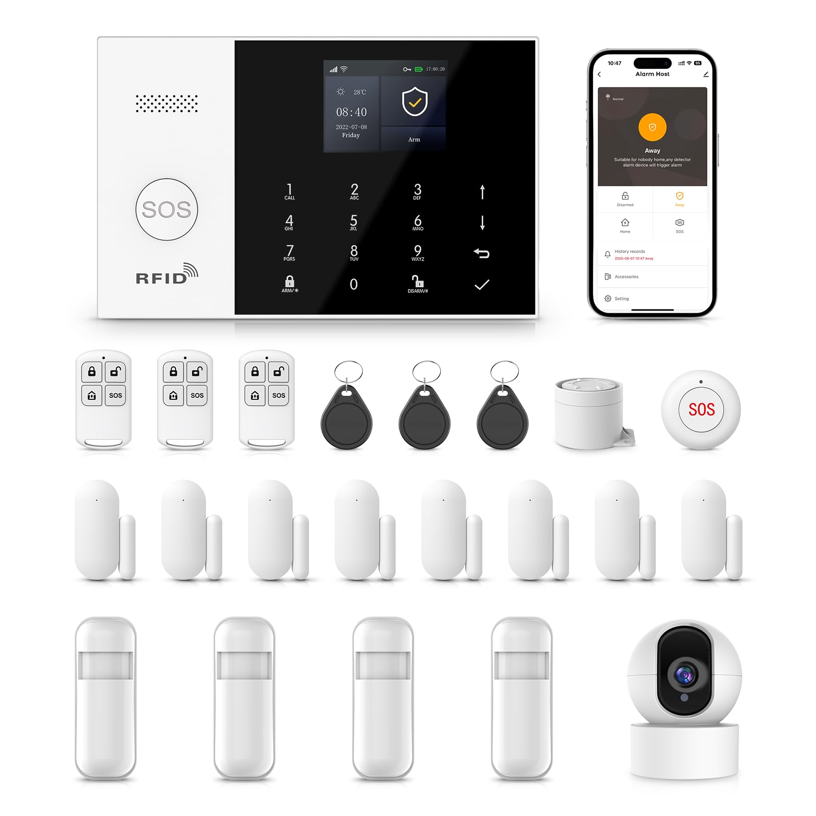 PGST Kit Alarma Casa con Aviso al Movil, Sistema de Alarma para Casa WiFi y 4G gsm sin cuotas con Pantalla 2.4” y Batería de 1000 mAh,Aplicación Tuya Smart Life, Alexa y Google