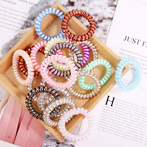 Ordermore 20Pcs Spiral Hair Ties No Crease, Colorful Traceless Hair Ties, Elastic Coil Hair Ties For Women Girls, Waterproof Hair Coils For For Any Kinds Of Hair (20Pcs) #TOP4