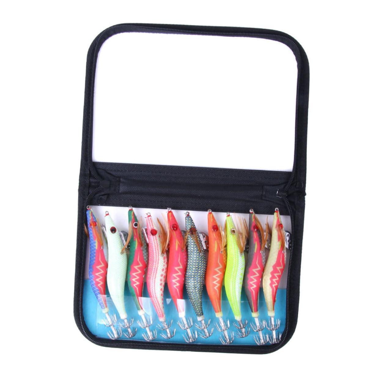 WOONEKY Señuelos de Pesca Luminiscentes Imitación Gamba y Calamar 10 Piezas