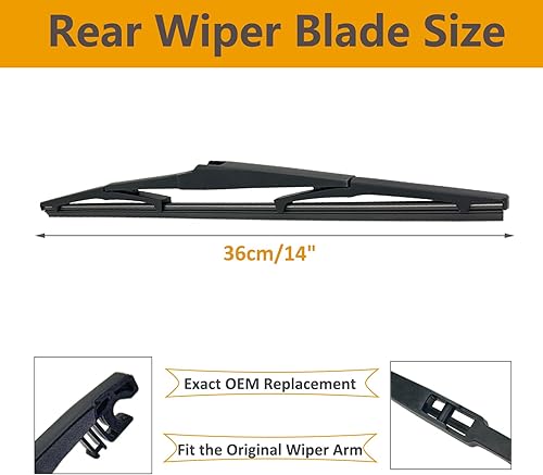 Miniatura 3 de Paquete de 2 limpiaparabrisas trasero para Jeep Cherokee 2014-2022, Hyundai Santa Fe 2007-2012, Mazda CX-5 2013-2022, Mitsubishi Outlander