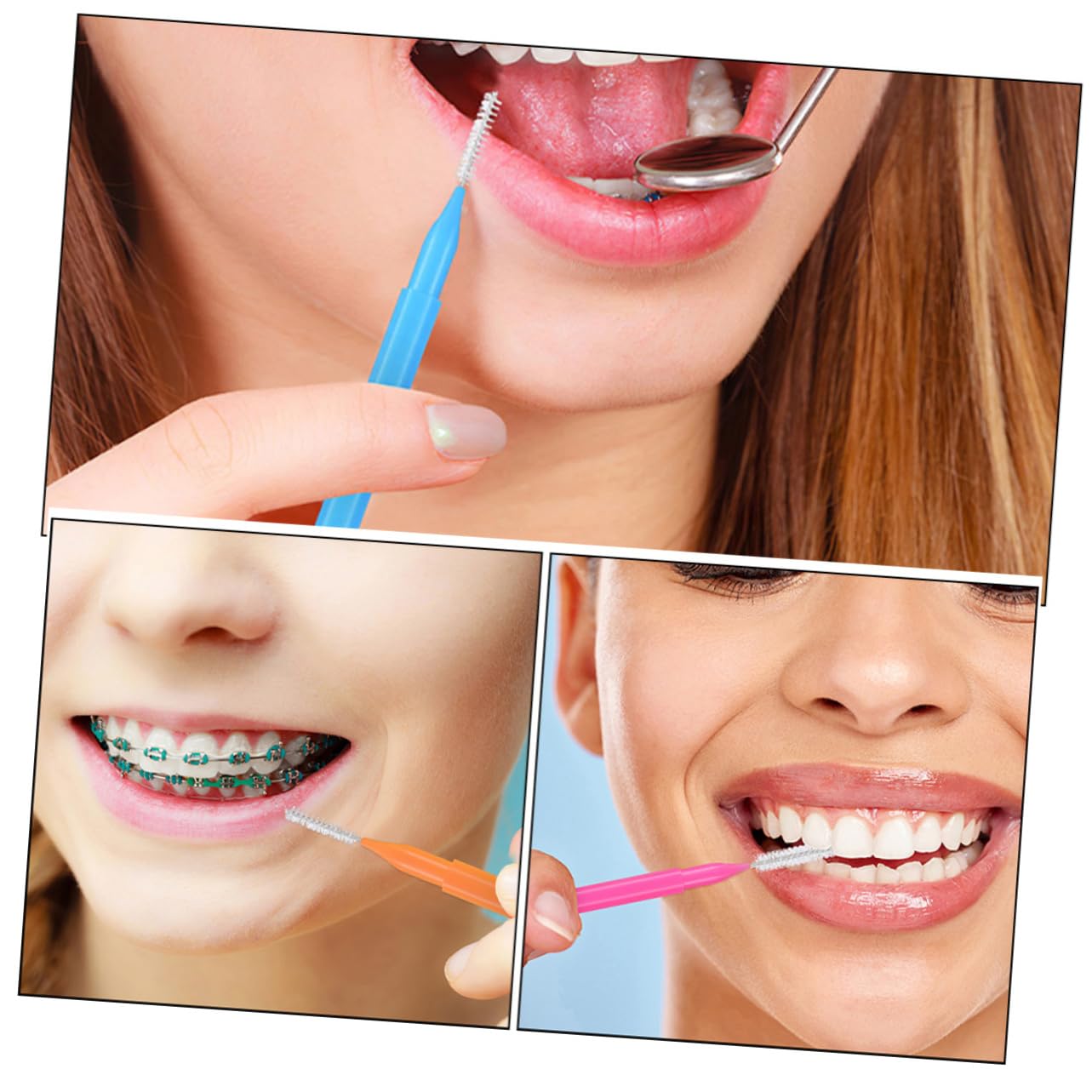 250piezas Cepillos Interdentales Para Limpieza Herramienta Portátil De Cepillo De Dientes Para Usar Brackets Naranja Azul Verde Rosa
