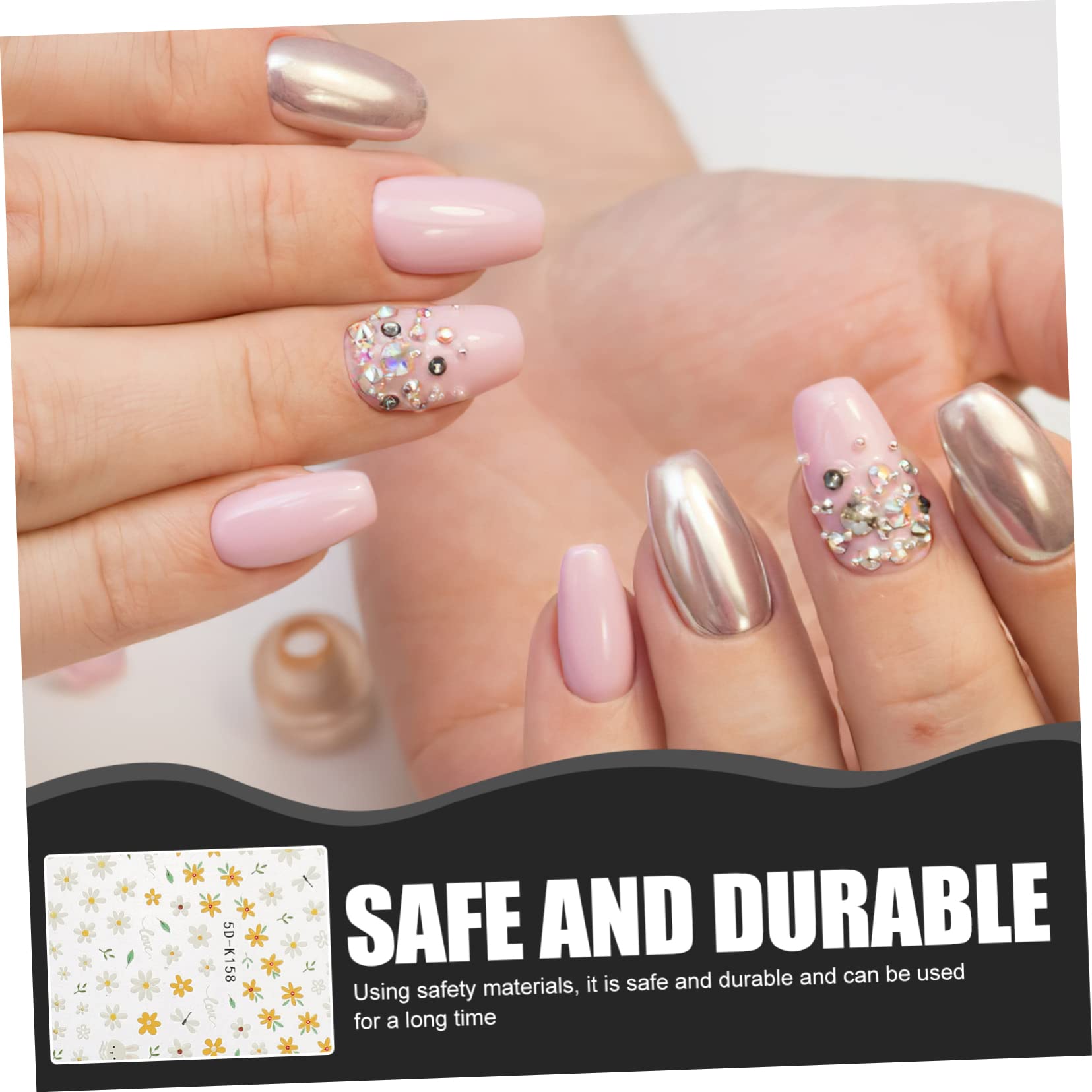 VICASKY 4 set di adesivi per unghie 5D in rilievo, per manicure, per unghie, 3 pezzi x 4