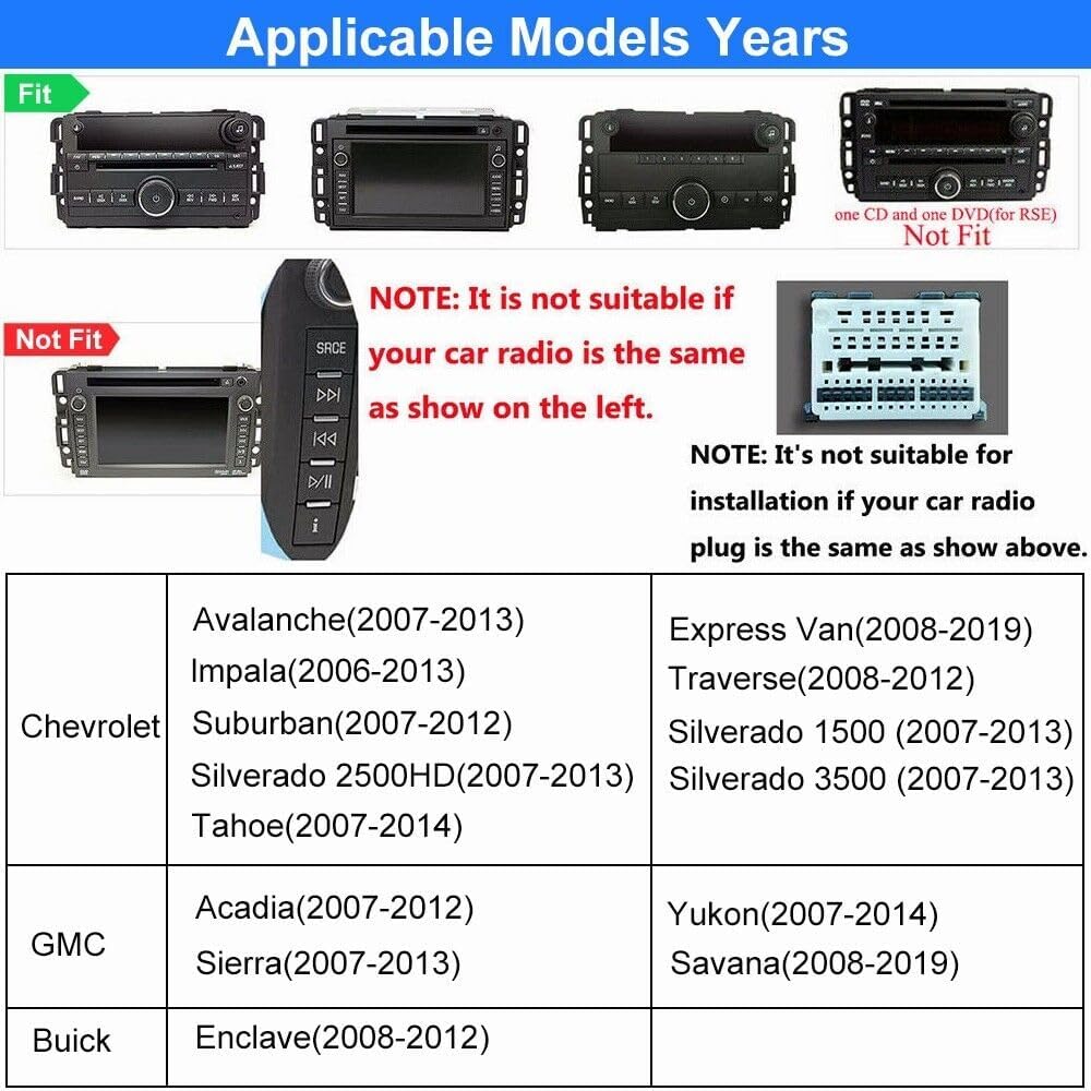 Vehicle Compatibility Chart for EWLSAC Car Stereo