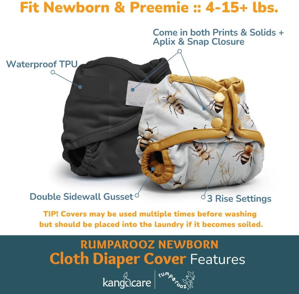 Rumparooz Newborn Aplix Cloth Diaper Cover, Charlie
