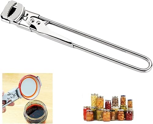 Abridor de tarros para manos débiles, abridor de latas ajustable de acero inoxidable, abridor de tapa hermética con agarre de tarros, accesorios de