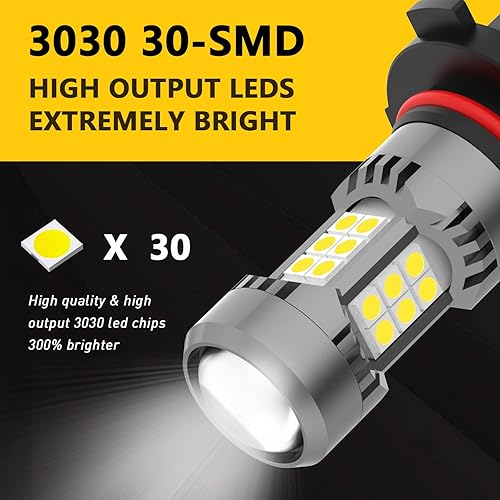 Miniatura 2 de PHINLION 9006 HB4 Bombillas LED para luces antiniebla, 3200 lúmenes súper brillantes, 6000 K xenón blanco, luces de circulación diurna DRL, lámparas