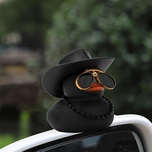 Miniatura 6 de wonuu Decoración de tablero de goma para salpicadero, accesorios de coche para adorno de automóvil con mini sombrero, collar de anillo de natación y