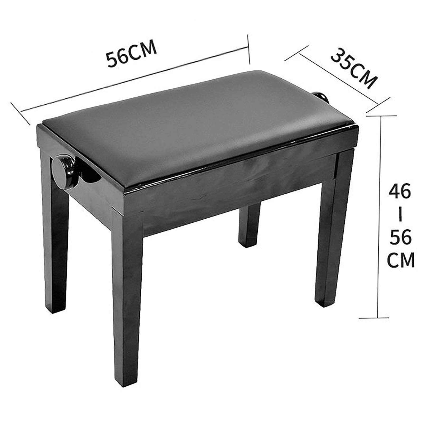 Sgabello per Pianoforte, Tavolo da toeletta, Sgabello Regolabile per Pianoforte, Singolo Sgabello sollevabile, Imbottito in Morbida Pelle PU