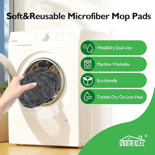 Miniatura 20 de HOMEXCEL Almohadillas de microfibra reutilizables compatibles con Swiffer Sweeper, repuestos de almohadillas húmedas lavables para uso húmedo