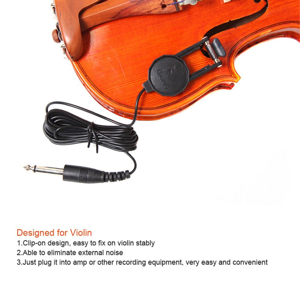 Perlman Cherub WCP-60V Clip-on Pickup Pick-up for Violin with 1/4" Jack 2.5M Cable Compact Professional - Black - Image 5 thumbnail