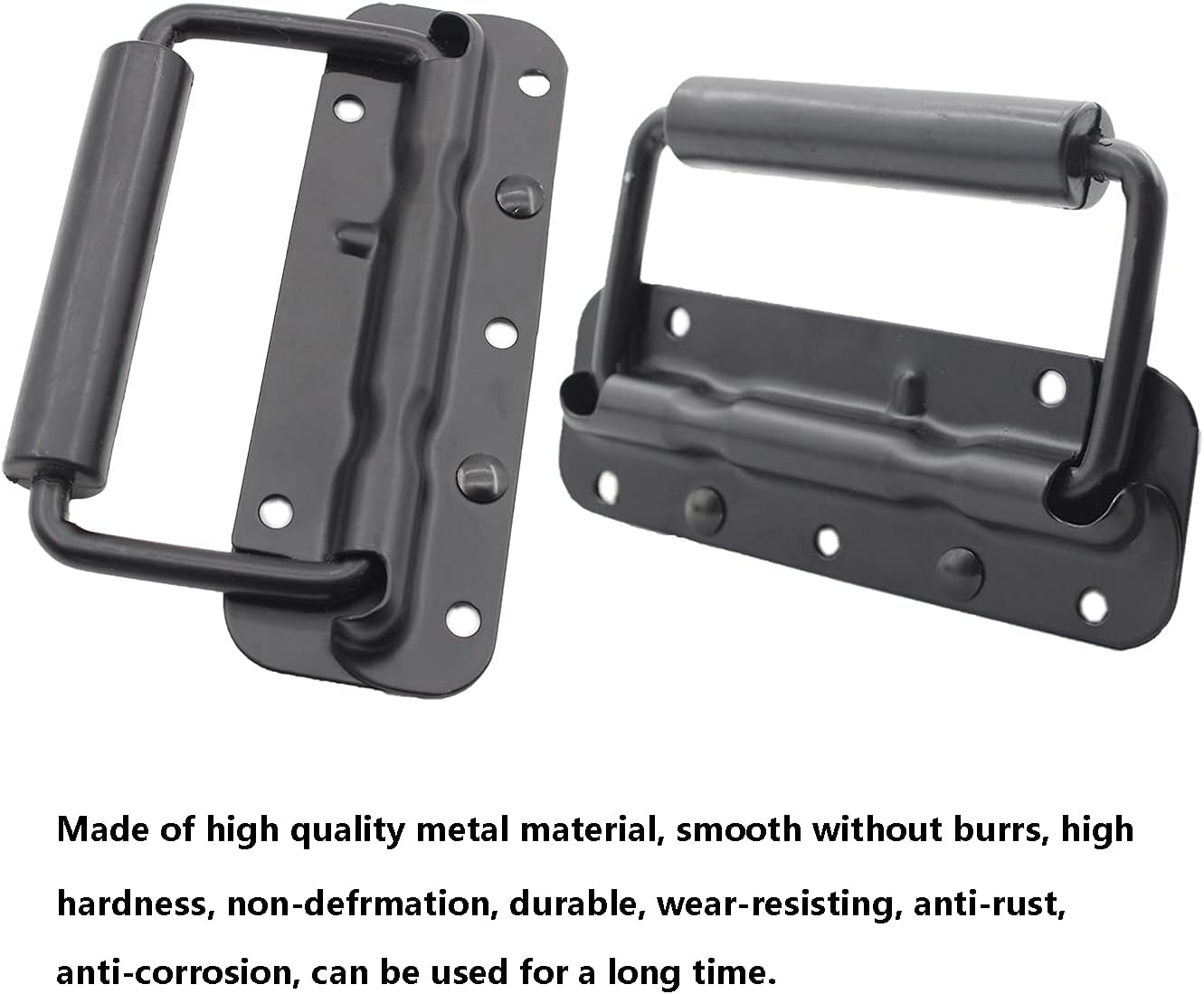 2 Pack Spring Loaded Pull Handles, TTZEZE Surface Mount Chest Handle with Rubber Grip, Handmade Chest Trunk Lifter Handle Pull, Heavy Duty Hardware for Chests Trunks Crates Storage Boxes Thickened 2mm